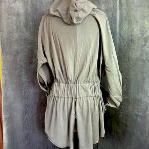 Designer. Talia Hancock Size M Cotton knit stylized hood w flared pull on pants
